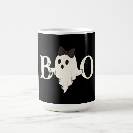 Schattigee Halloween Mok - "Boo" Ghost met boog (Center)