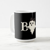 Schattigee Halloween Mok - "Boo" Ghost met boog (Voorkant links)