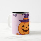 Schattigee Halloween-Mok - Kawaii Pumpkin, Ghost & Tweekleurige Koffiemok (Voorkant links)