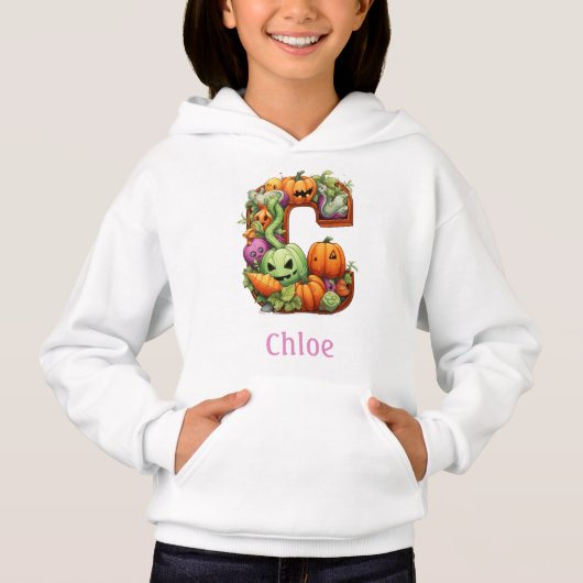 Schattigee Halloween Monogram Letter C Hoodie (Voorkant)