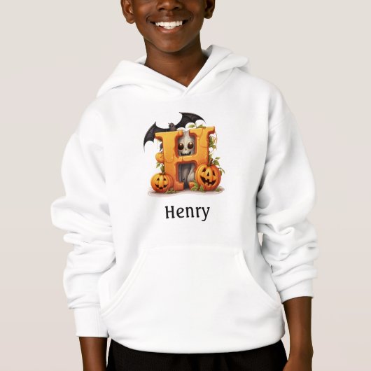 Schattigee Halloween Monogram Letter H Hoodie (Voorkant)