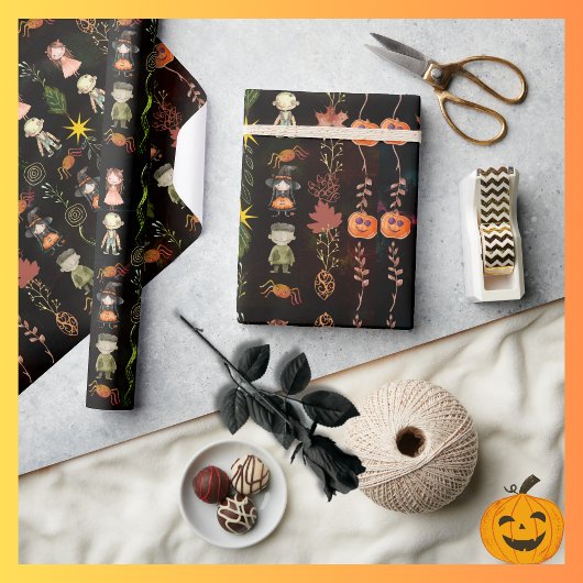 Schattigee Halloween Monster Witch Cadeaupapier