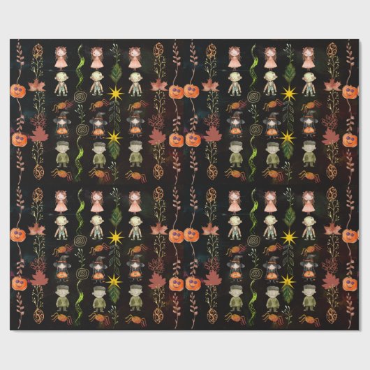 Schattigee Halloween Monster Witch Cadeaupapier (Vlak)