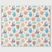 Schattigee Halloween Monsters | BABY SHOWER Cadeaupapier (Vlak)