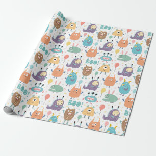 Schattigee Halloween Monsters BABY SHOWER Cadeaupapier