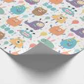 Schattigee Halloween Monsters | BABY SHOWER Cadeaupapier (Hoek)