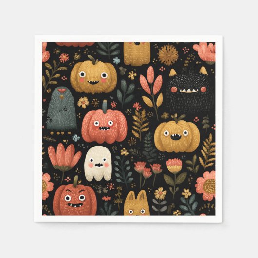 Schattigee Halloween monsters en pompoenen Servet (Voorkant)