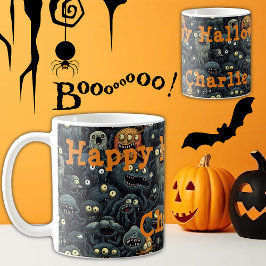 Schattigee Halloween Monsters, Gepersonaliseerde N Koffiemok