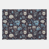 Schattigee Halloween Monsters in Dark humeurige Gr Inpakpapier Vel (Voorkant 2)