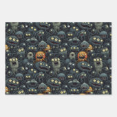 Schattigee Halloween Monsters in Dark humeurige Gr Inpakpapier Vel (Voorkant)