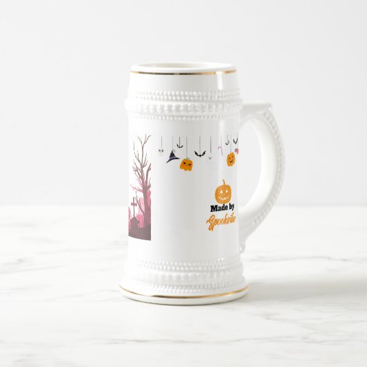 Schattigee Halloween-mummie in Spooky Graveyard -  Bierpul (Voorkant rechts)