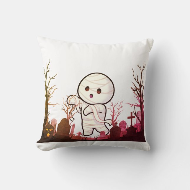 Schattigee Halloween-mummie in Spooky Graveyard -  Kussen (Voorkant)
