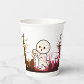 Schattigee Halloween-mummie in Spooky Graveyard -  Papieren Bekers (Achterkant)