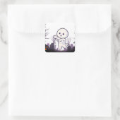 Schattigee Halloween-mummie in Spooky Graveyard -  Vierkante Sticker (Tas)