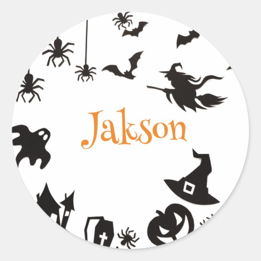 Schattigee Halloween naam Ronde Sticker (Voorkant)