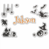 Schattigee Halloween Naam Sticker – Gepersonalisee (Voorkant)