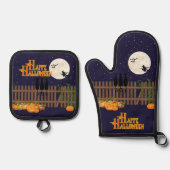 Schattigee Halloween nacht volle maan scène Ovenwant & Pannenlap Set (Voorkant)