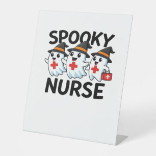 Schattigee Halloween Nurse Ghosts Cartoon Classic  Reclamebord Met Voetstuk