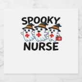 Schattigee Halloween Nurse Ghosts Cartoon Classic  Sparkling Wijnetiket (Enkel label)
