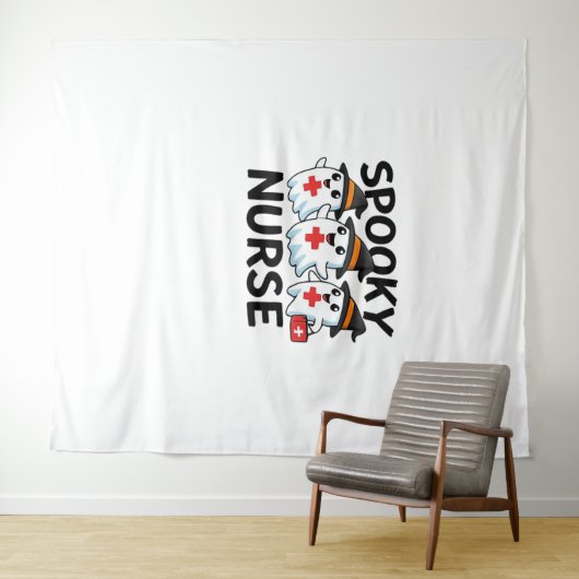 Schattigee Halloween Nurse Ghosts Cartoon Classic  Wandkleed (In Situ (horizontaal))