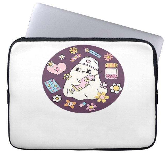 Schattigee Halloween Nurse Oversized T-shirt Laptop Sleeve (Voorkant)