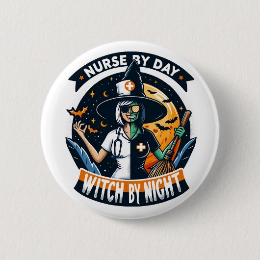 Schattigee Halloween Nurse van Day Witch by Night Ronde Button 5,7 Cm (Voorkant)