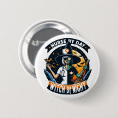 Schattigee Halloween Nurse van Day Witch by Night Ronde Button 5,7 Cm (Voorkant /achterkant)