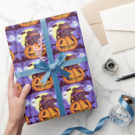 Schattigee Halloween Oktober Heksenkat Cadeaupapier