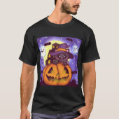 Schattigee Halloween Oktober Heksenkat T-shirt (Voorkant)