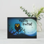 Schattigee Halloween Owl verjaardagsuitnodiging Kaart (Staand voorkant)