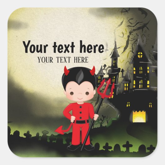 Schattigee Halloween partij Duivel Vierkante Sticker (Voorkant)