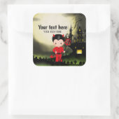 Schattigee Halloween partij Duivel Vierkante Sticker (Tas)