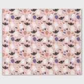 Schattigee Halloween Party Geesten en Vleermuizen Cadeaupapier (Vlak)