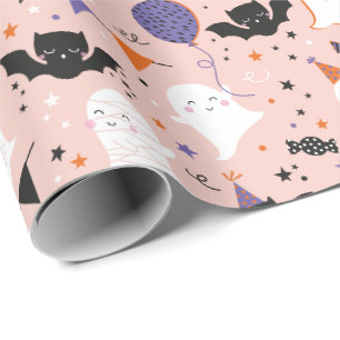 Schattigee Halloween Party Geesten en Vleermuizen Cadeaupapier