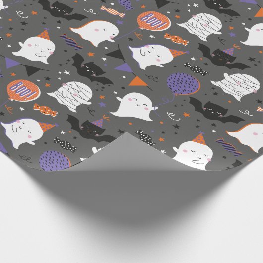 Schattigee Halloween Party Geesten en Vleermuizen Cadeaupapier (Hoek)