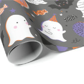 Schattigee Halloween Party Geesten en Vleermuizen Cadeaupapier (Rol Hoek)