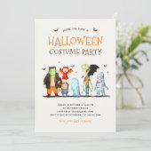 Schattigee Halloween Party Kinderen Kaart (Staand voorkant)