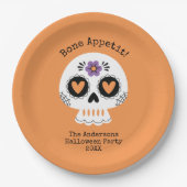 Schattigee Halloween Party Sugar Skull Papieren Bordje (Voorkant)
