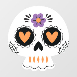 Schattigee Halloween Party Sugar Skull Raamsticker