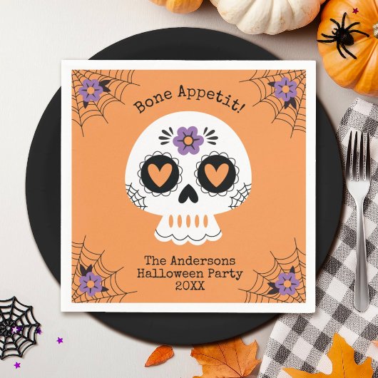 Schattigee Halloween Party Sugar Skull Servet