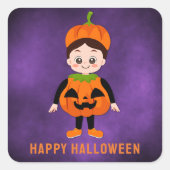 Schattigee Halloween Party voor Kids Pumpkin Vierkante Sticker (Voorkant)