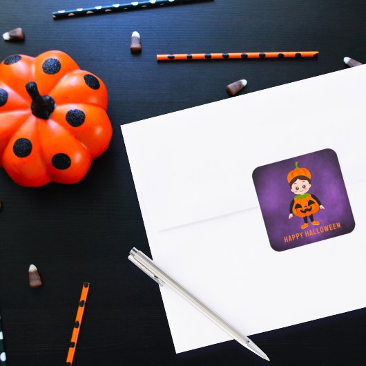 Schattigee Halloween Party voor Kids Pumpkin Vierkante Sticker