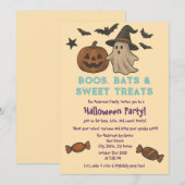 Schattigee Halloween - Pastel Pompoen & Snoep Part Kaart (Voorkant / Achterkant)