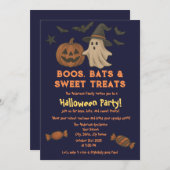 Schattigee Halloween - Pastel Pompoen & Snoep Part Kaart (Voorkant / Achterkant)