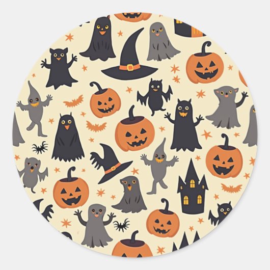 Schattigee Halloween Patroon Stickers (Voorkant)