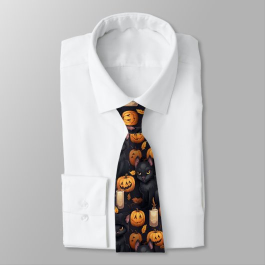 Schattigee Halloween Pattern Necktie Stropdas (Gebonden)