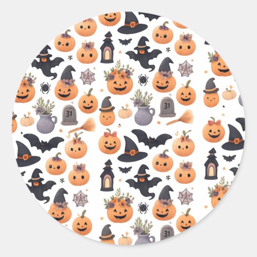Schattigee Halloween Pattern Sticker – Pompoen, Sp (Voorkant)