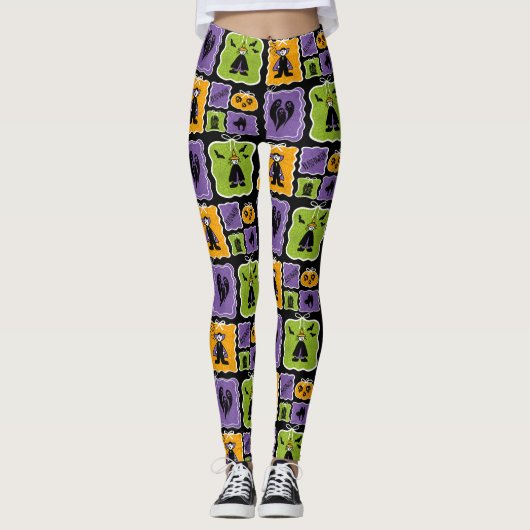 Schattigee Halloween-personages Vampieren en hekse Leggings (Voorkant)