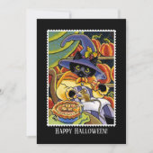 Schattigee Halloween Pie Witch Black Cat Mouse Fun Kaart (Voorkant)
