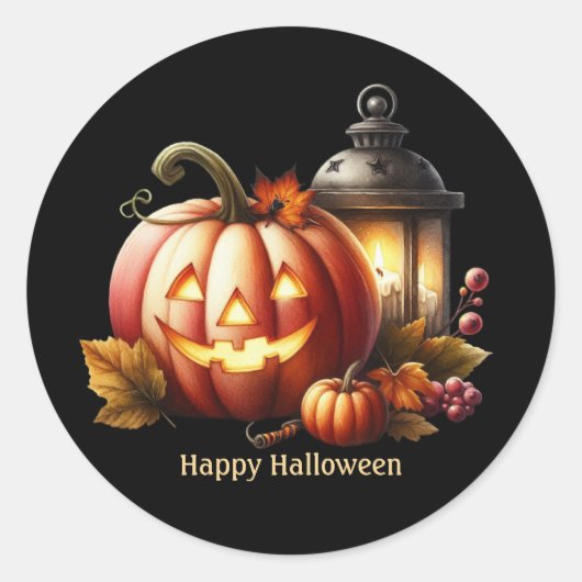 Schattigee Halloween pompoen aanpasbaar Ronde Sticker (Voorkant)